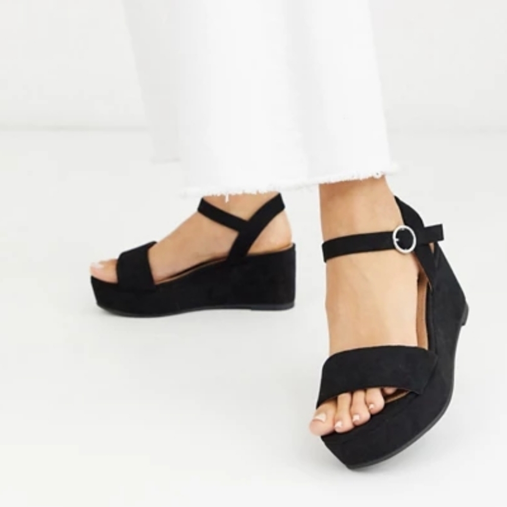 ASOS DESIGN Tallie flatform sandals in black